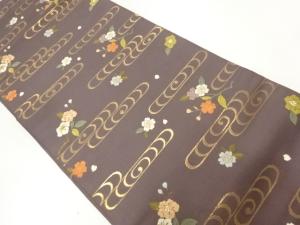 桜に観世水模様織出し名古屋帯